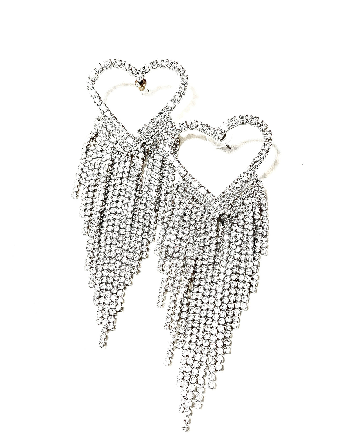 Silver Heart Chandelier Style Earrings