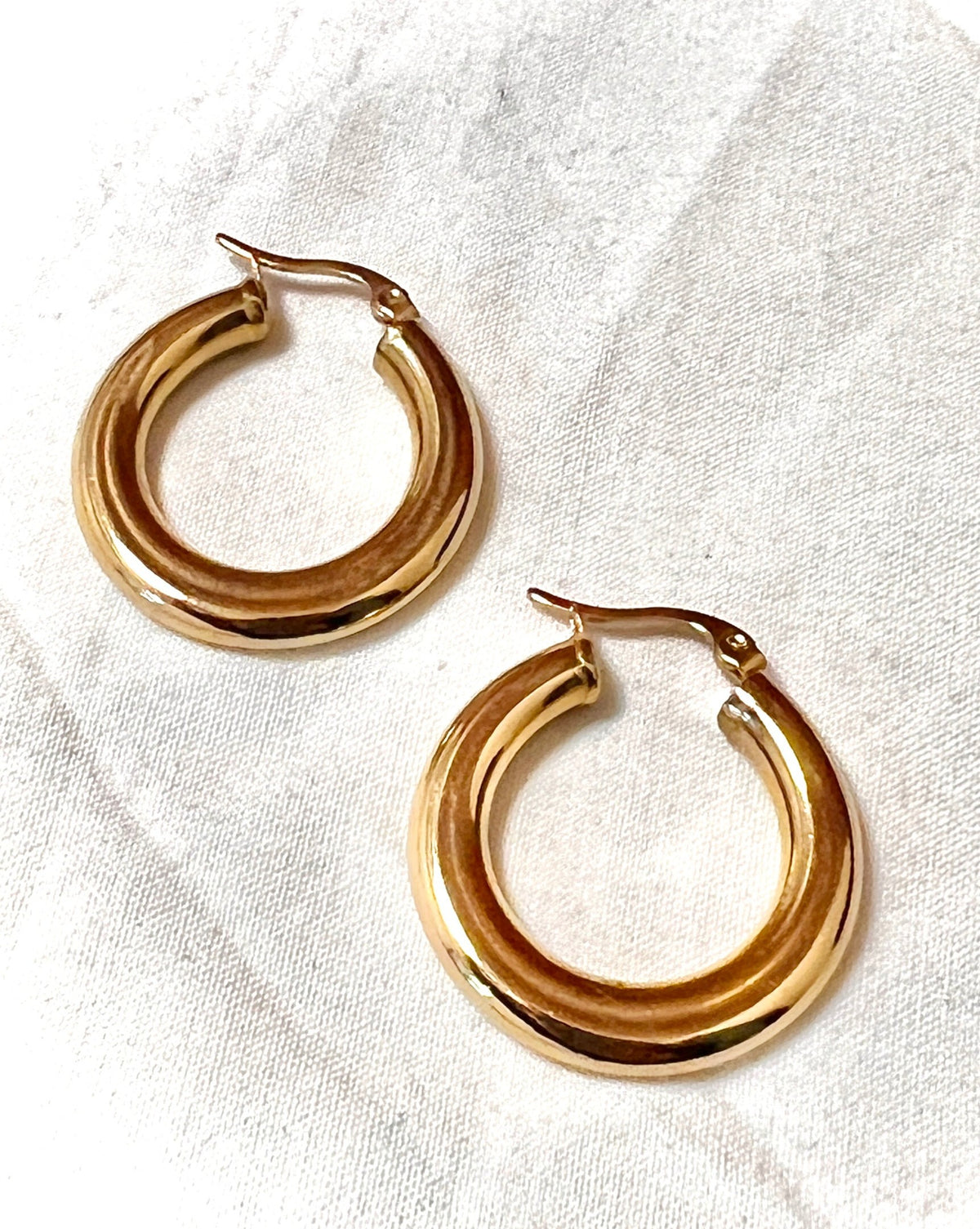 Gold Plated Small Thick Hoop Earrings