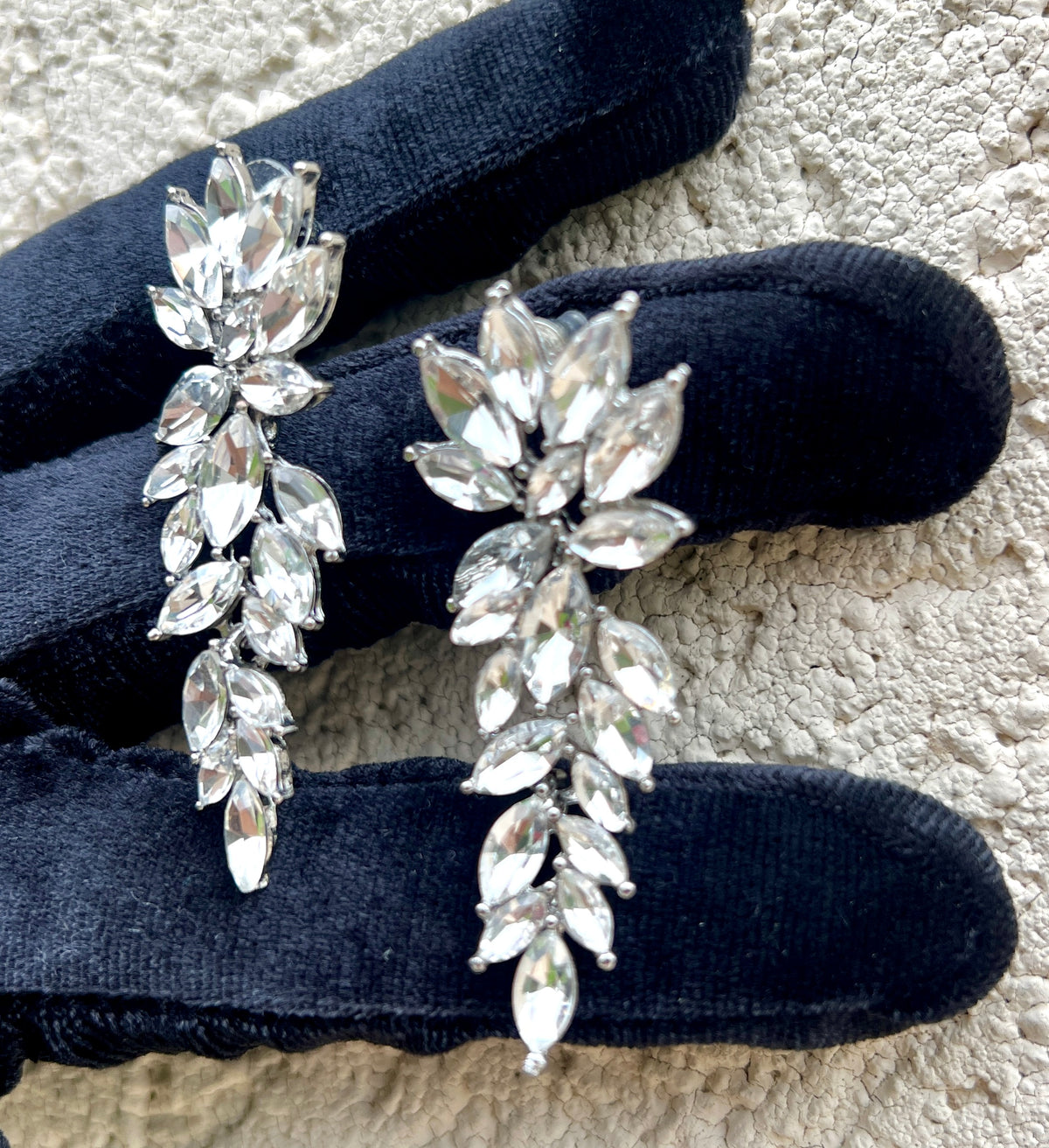 Silver Zircons Evening Earrings