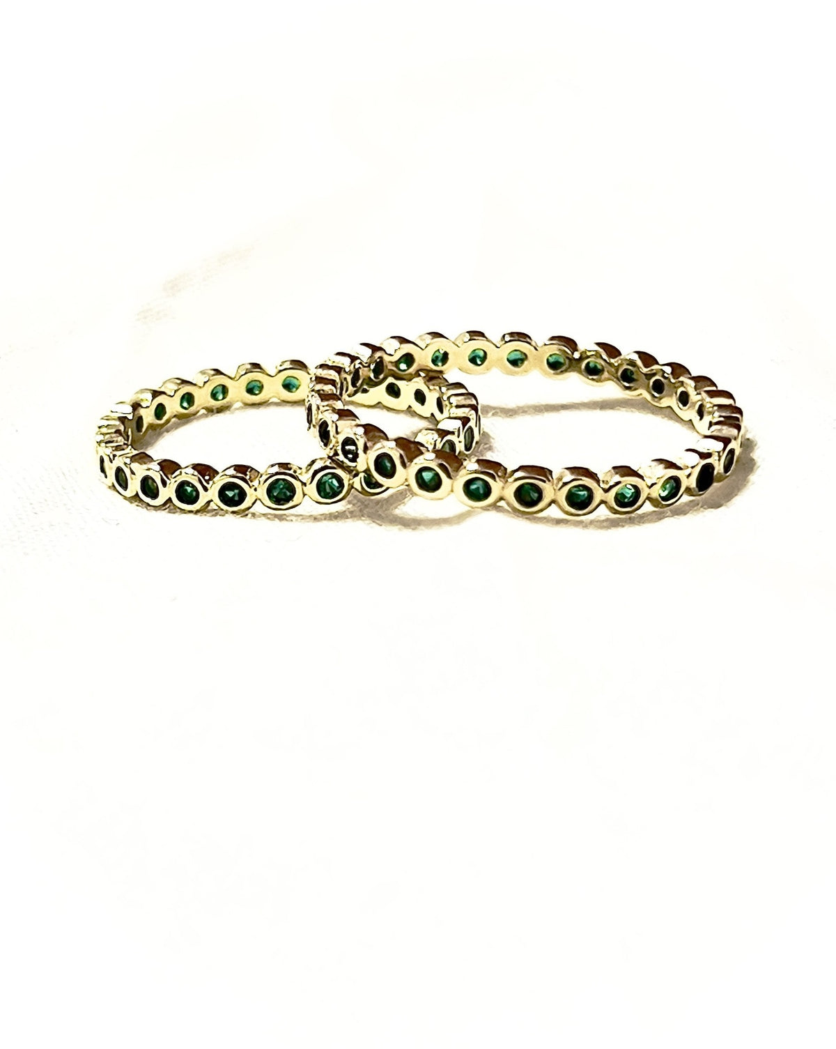 Gold Plated Green Stones Thin Ring