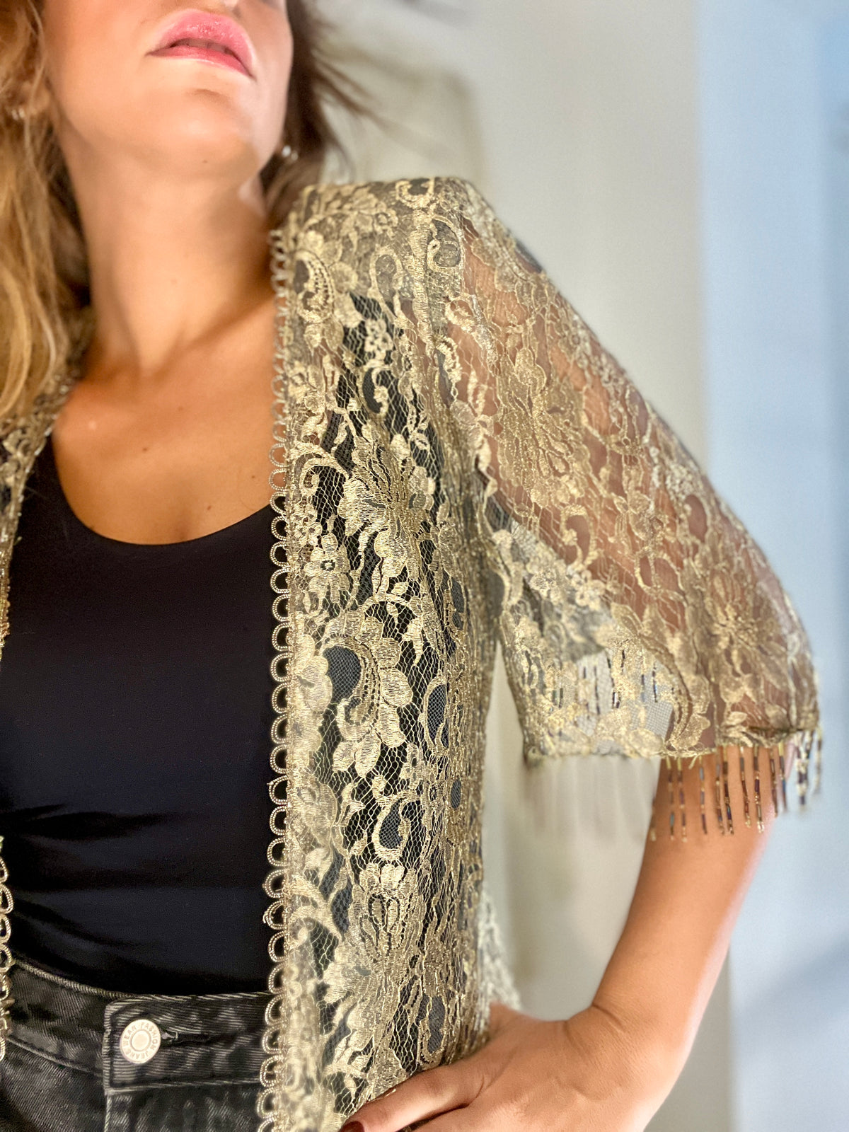 Sheer Lace Gold Top