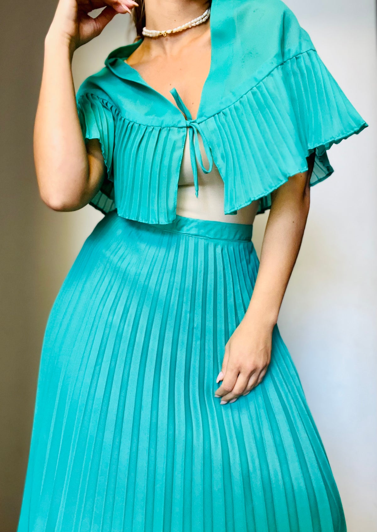 Green Hand-Made Plisse Set (2PC)