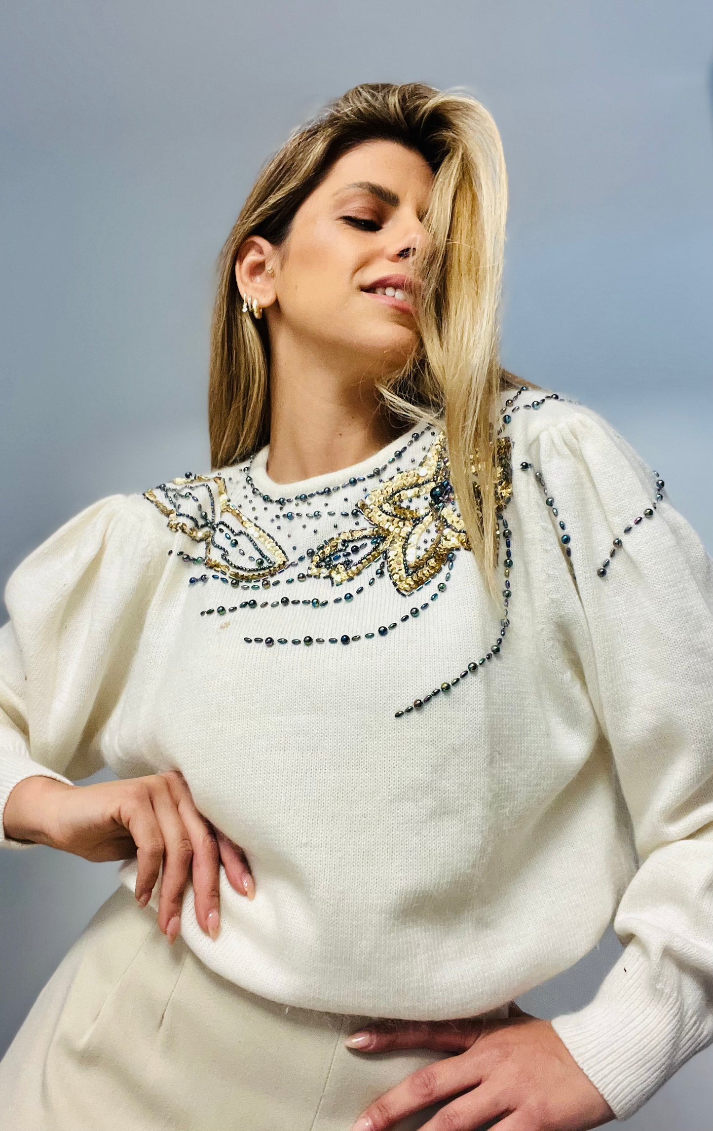 White vintage sweater combined