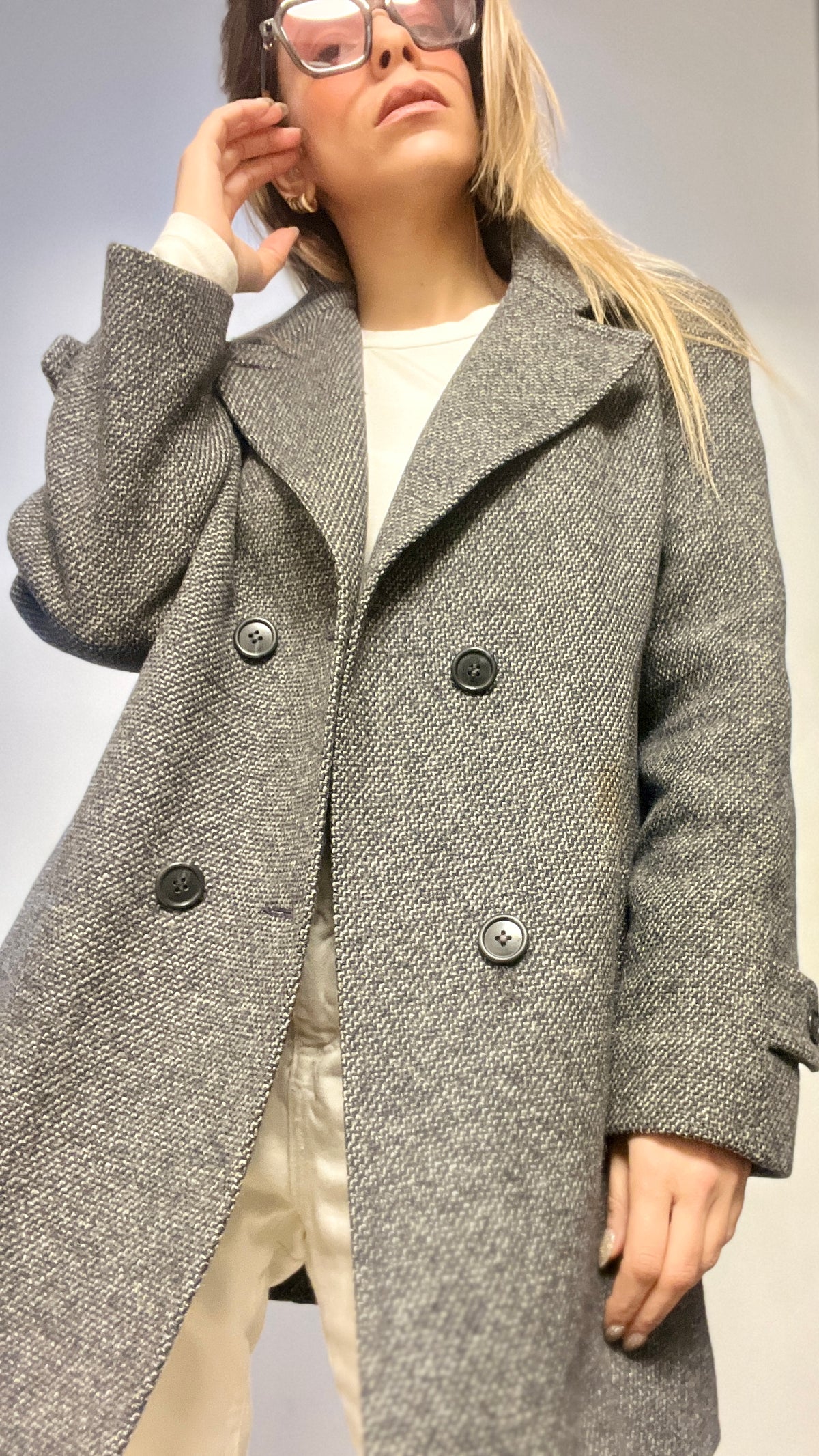 Gray Mid-Length Blazer