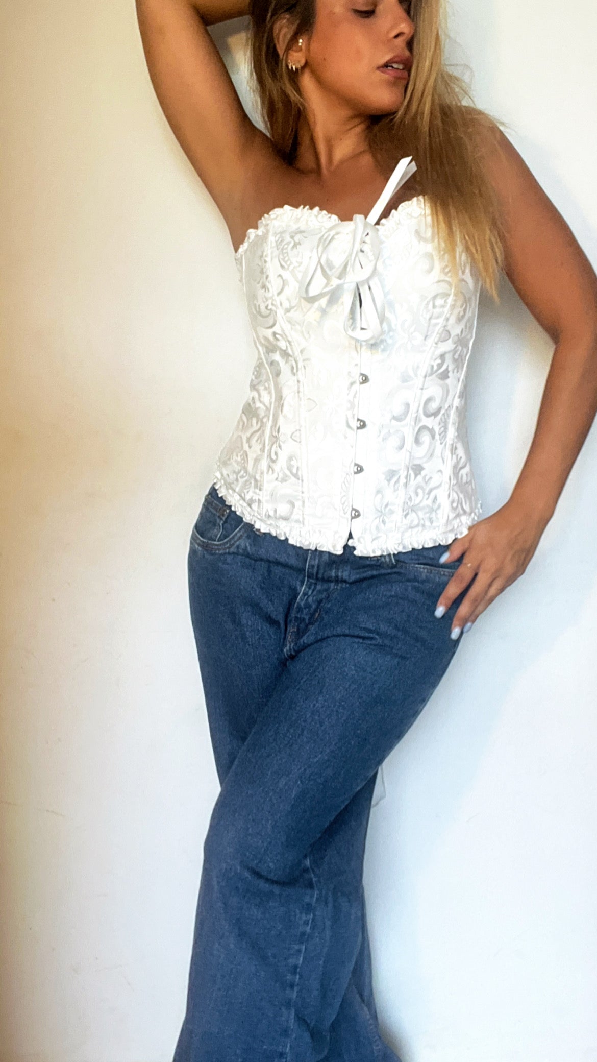 White\ Black Lace Corset