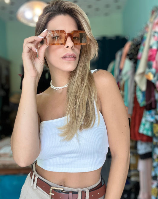 Brown Rectangular Glasses
