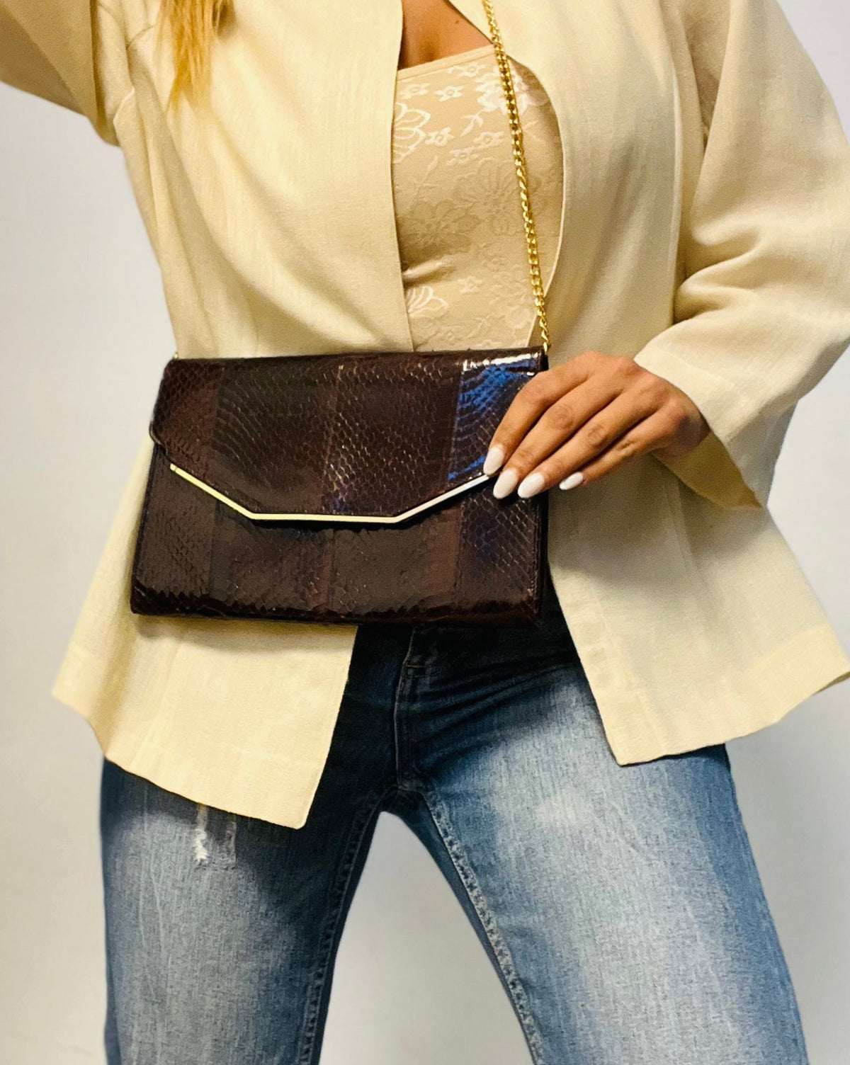 Brown Snake Vintage Clutch