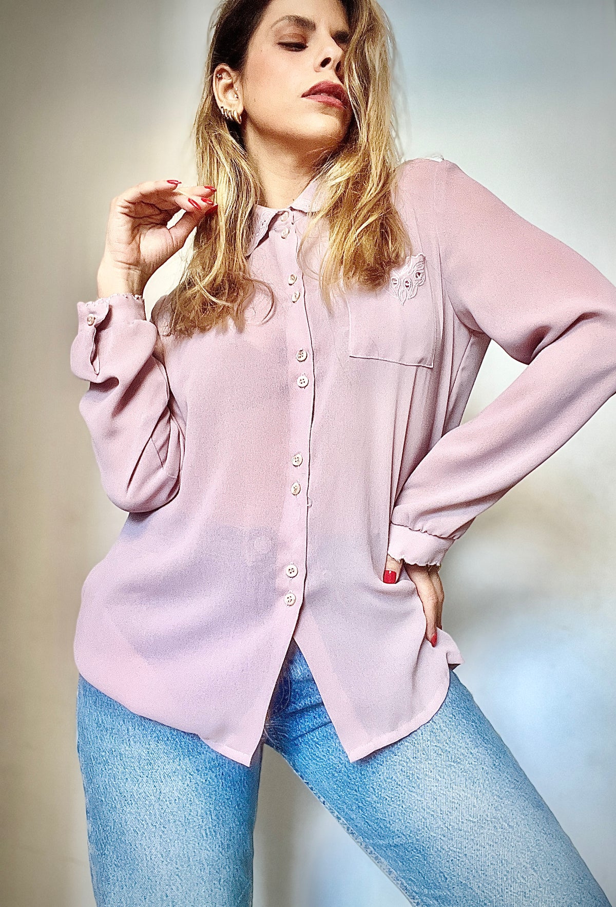 Light lilac purple vintage shirt