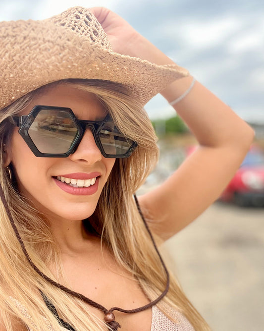 Tzila's Black Hexagon Sunglasses