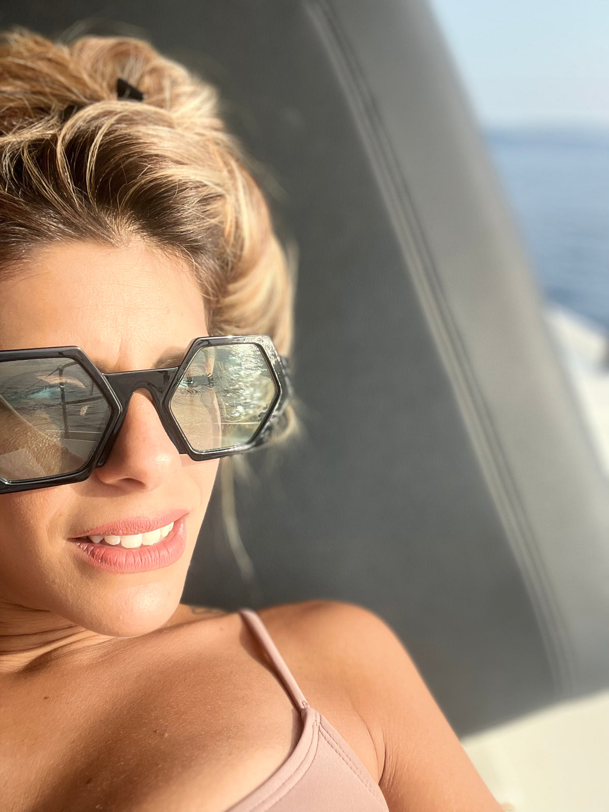 Tzila's Black Hexagon Sunglasses