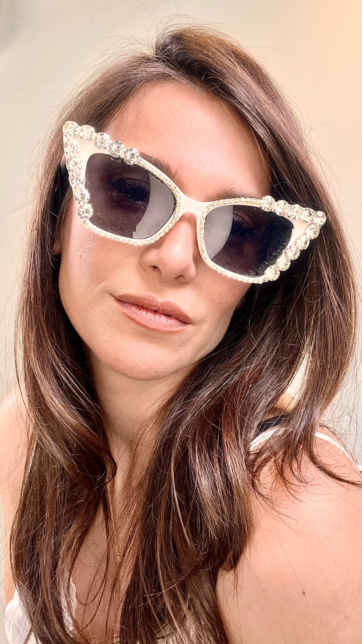 Sunglasses studded with silver stones