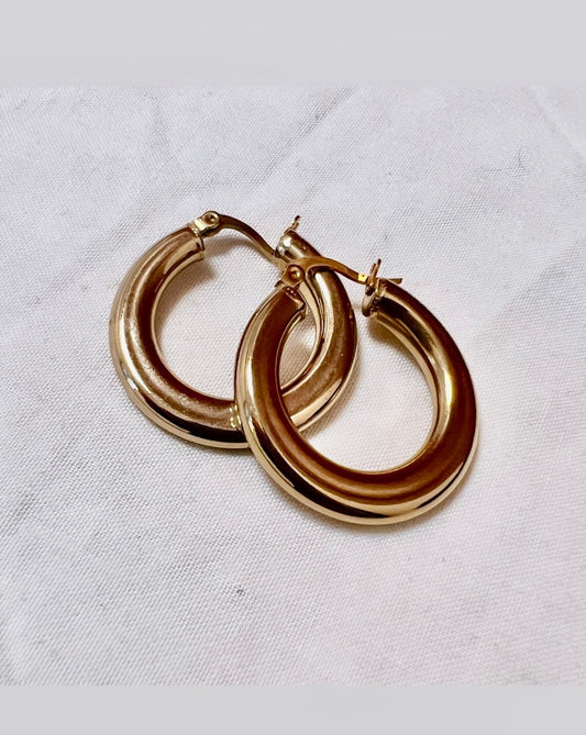 Gold Plated Small Thick Hoop Earrings