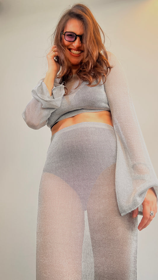 silver suit