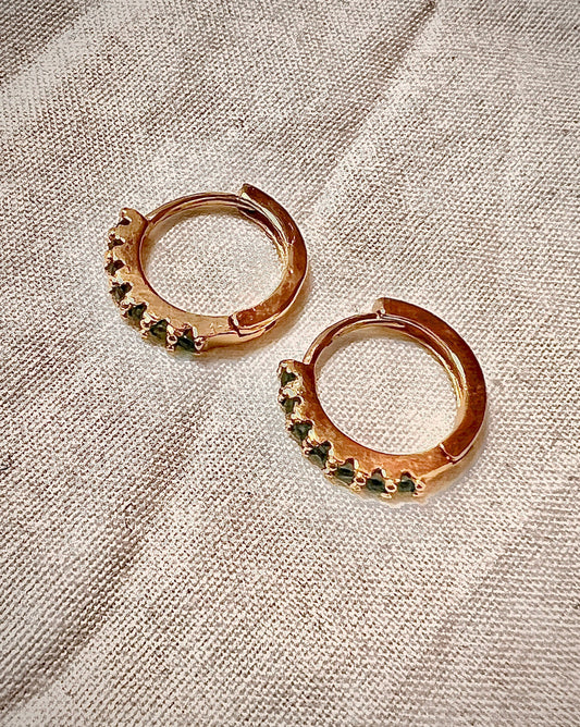 Gold Plated Green Stones Earrings