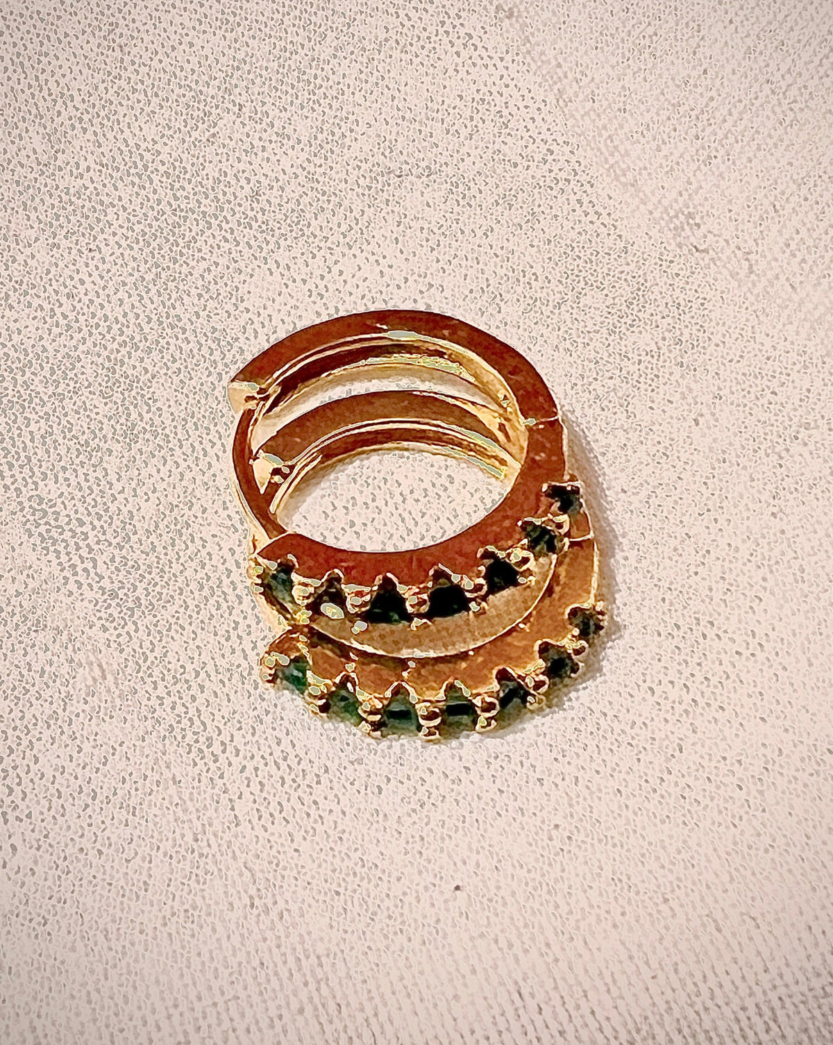 Gold Plated Green Stones Earrings