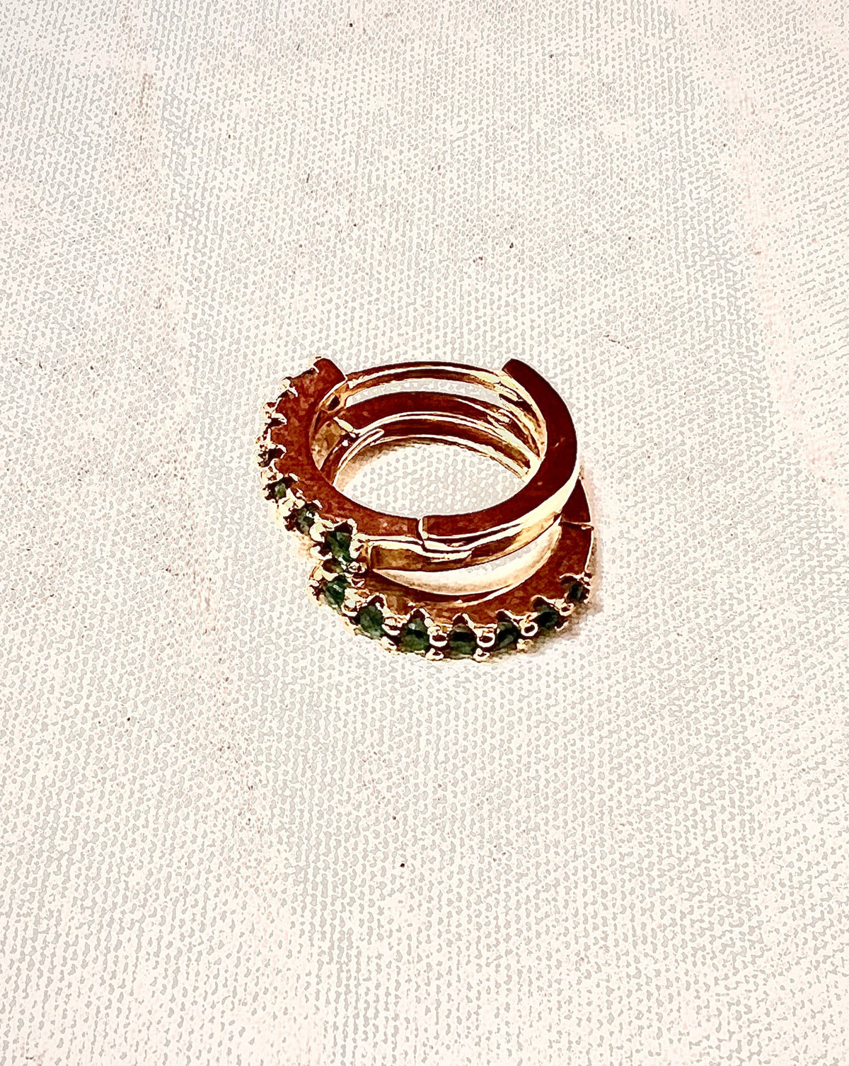 Gold Plated Green Stones Earrings