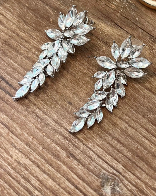 Silver Zircons Evening Earrings