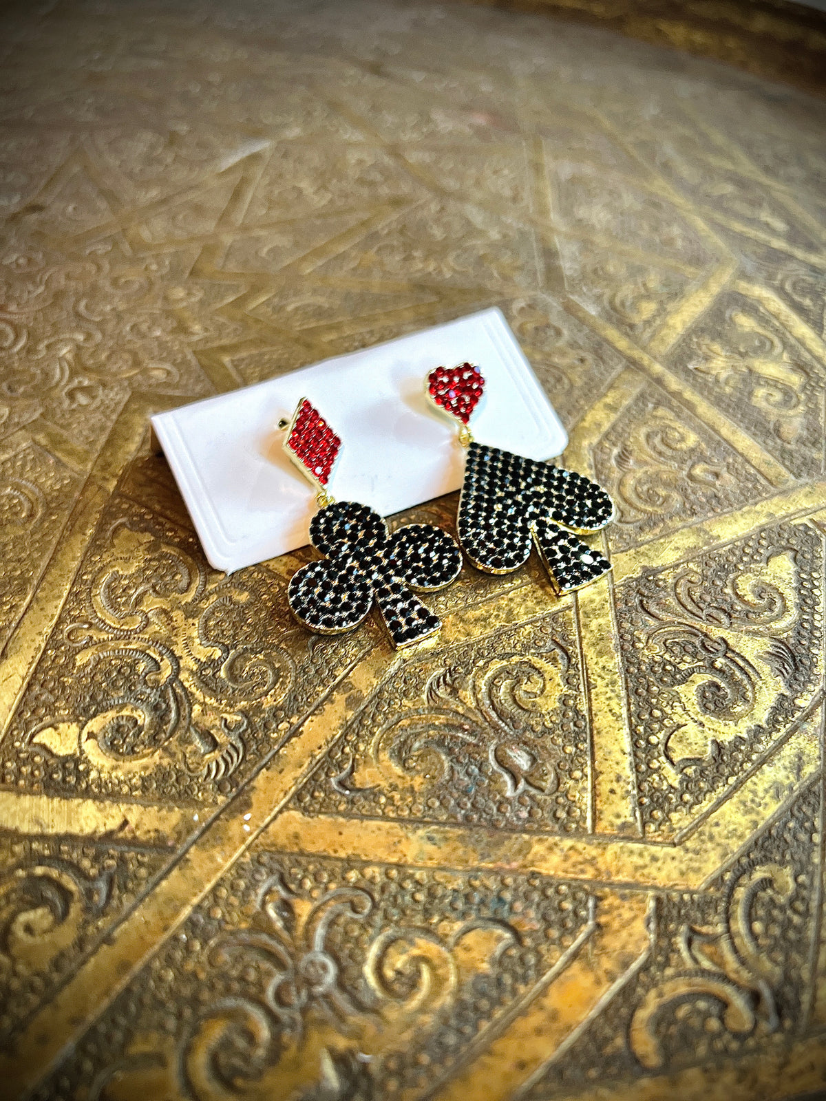 Card earrings Swarovski stones