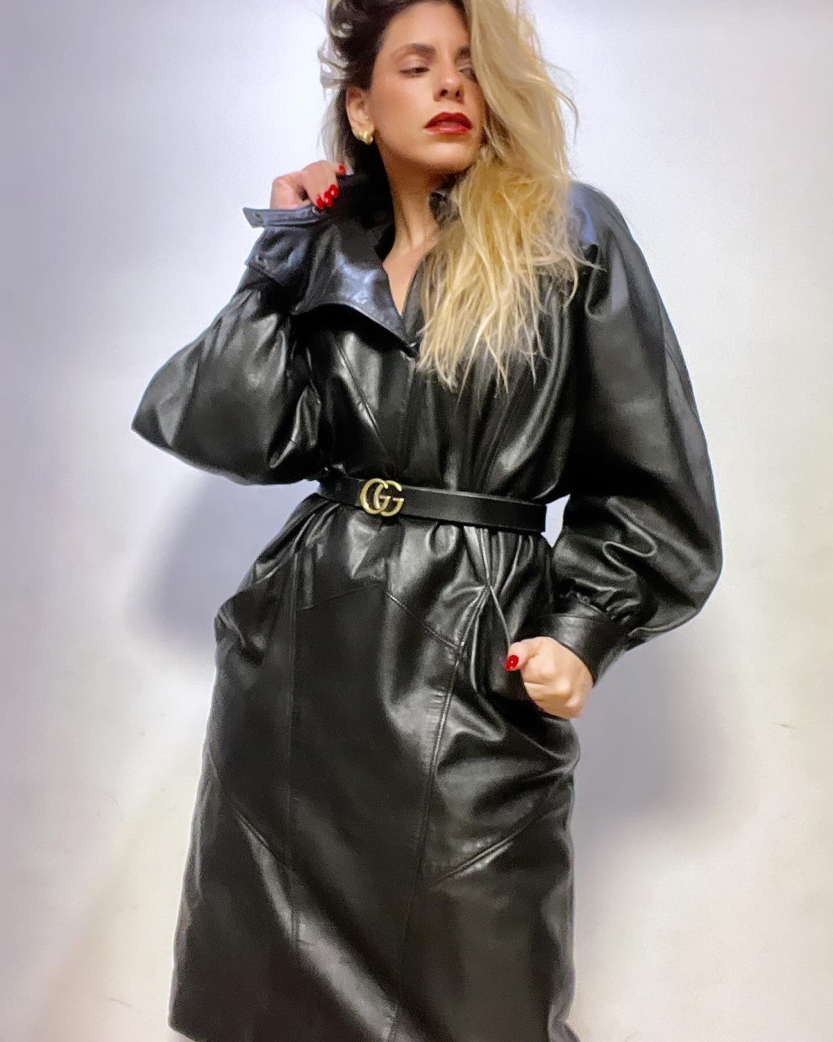 Black vintage dress made of leather