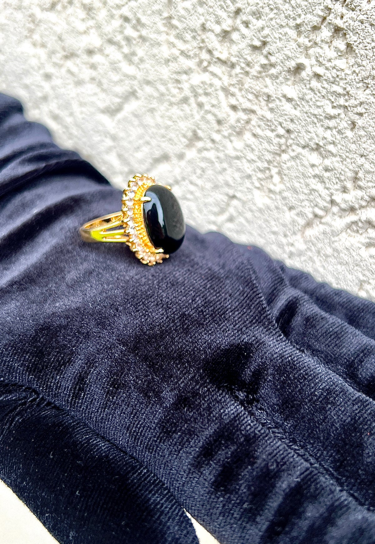 An ancient gold ring combined with a dominant black stone