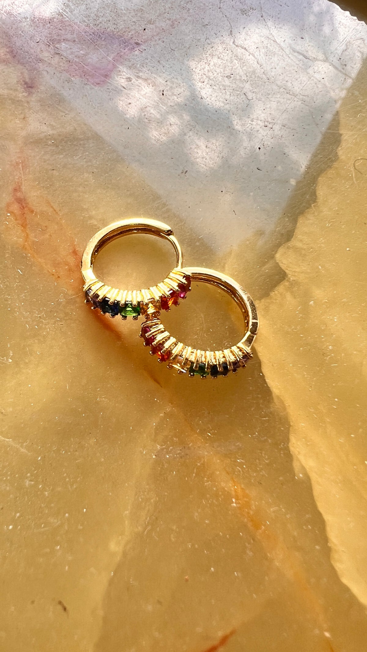 Colorful gold earrings