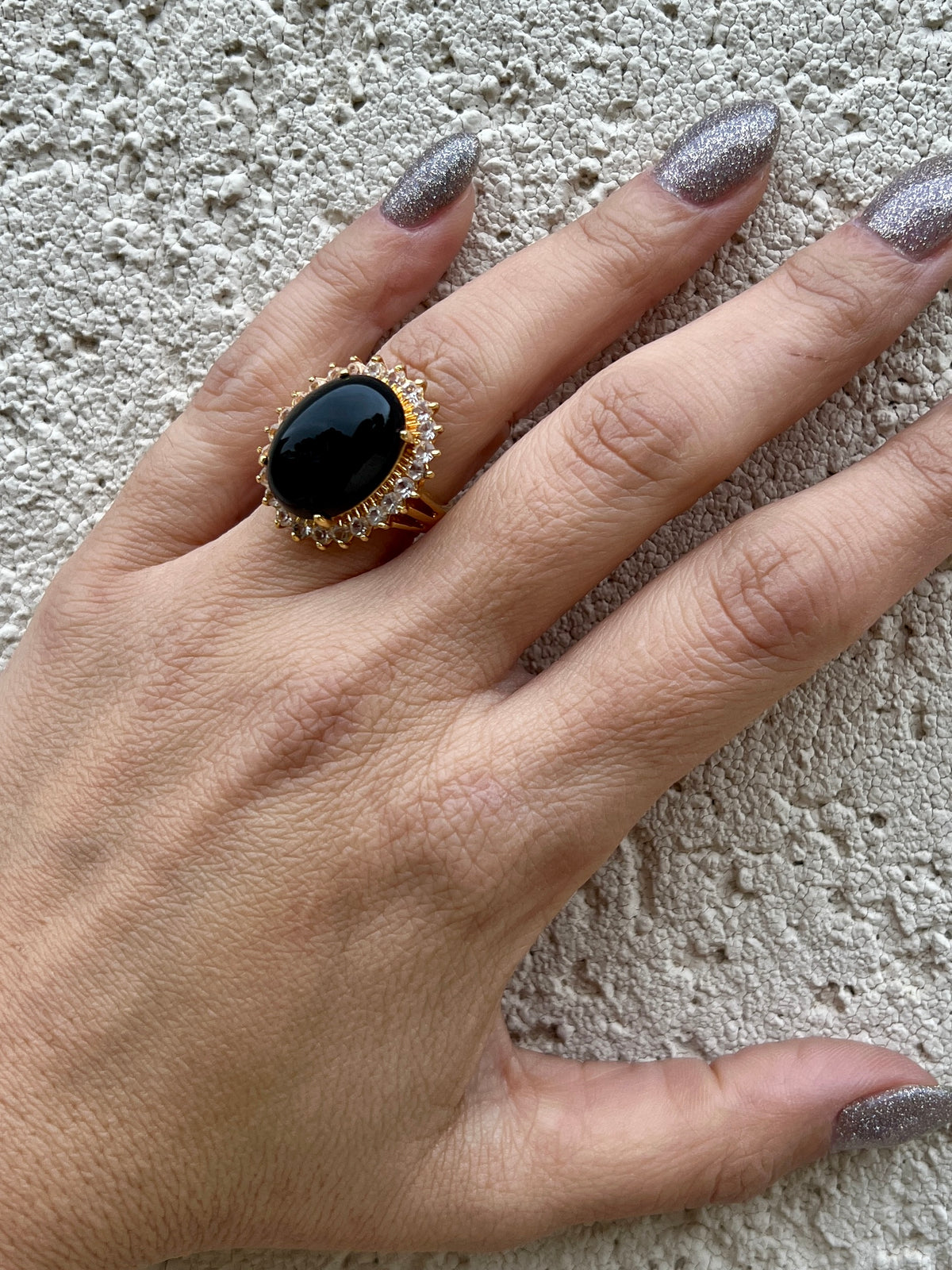 An ancient gold ring combined with a dominant black stone