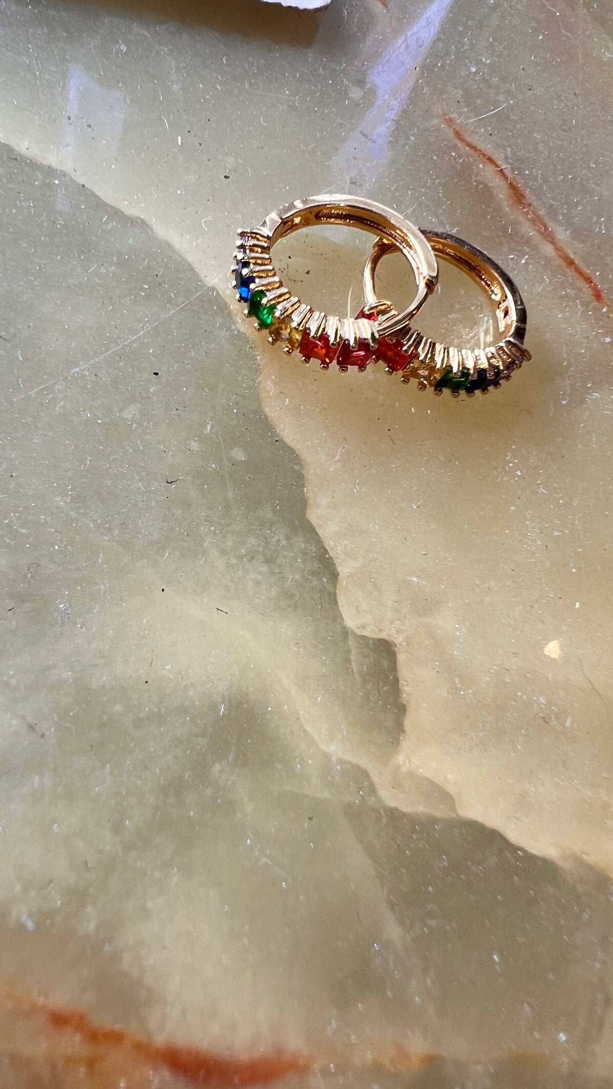 Colorful gold earrings