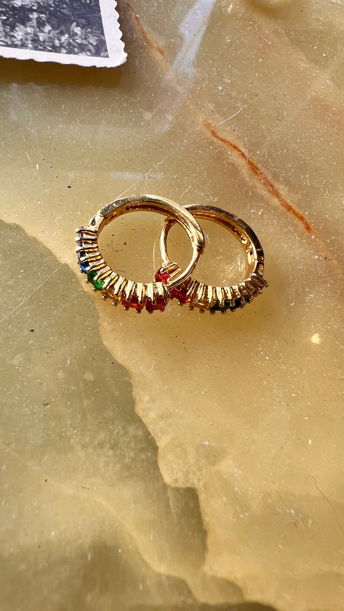 Colorful gold earrings