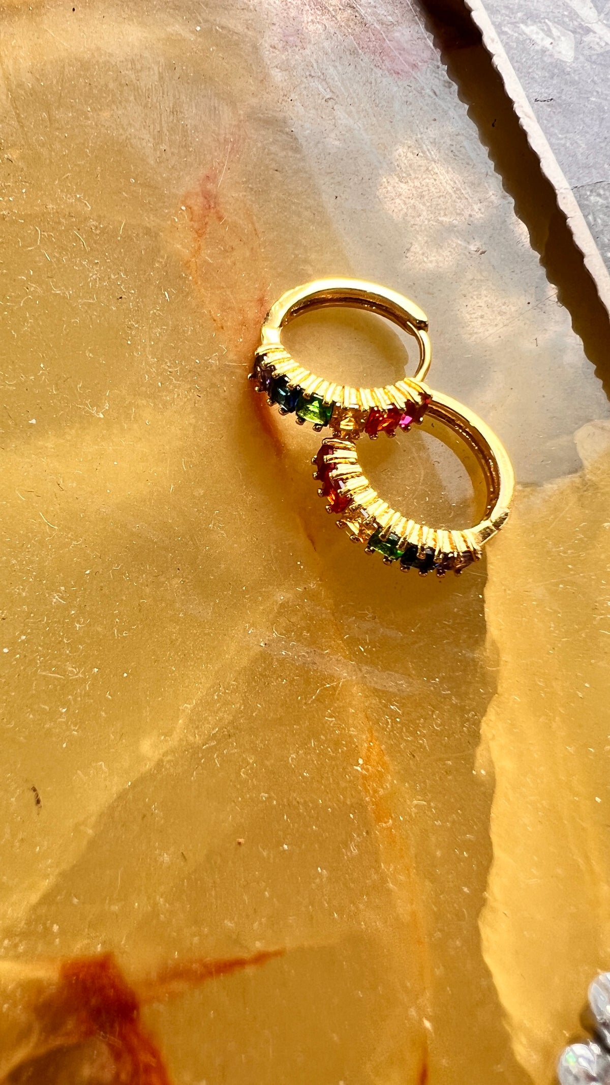 Colorful gold earrings