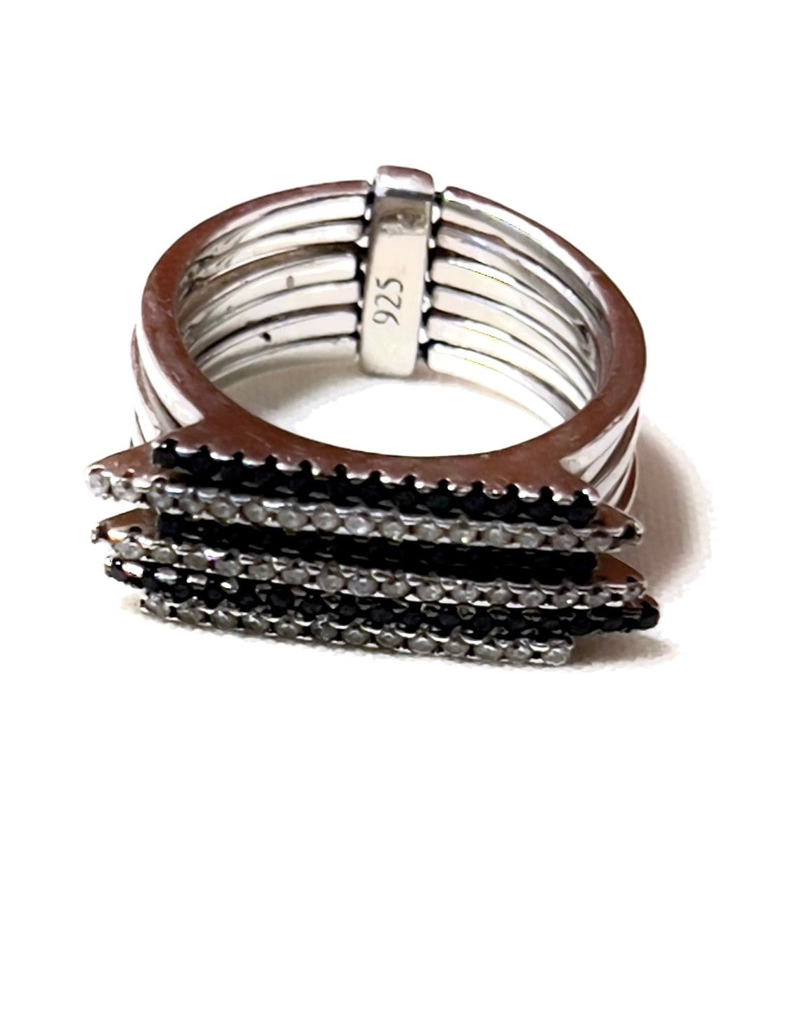 Black & Silver Zircons Mix Ring