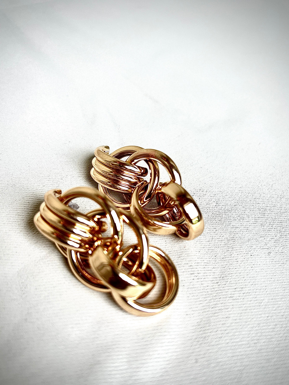 Gold earrings in a retro design