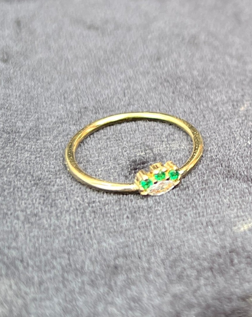 Gold Plated with Green Small Stones Ring