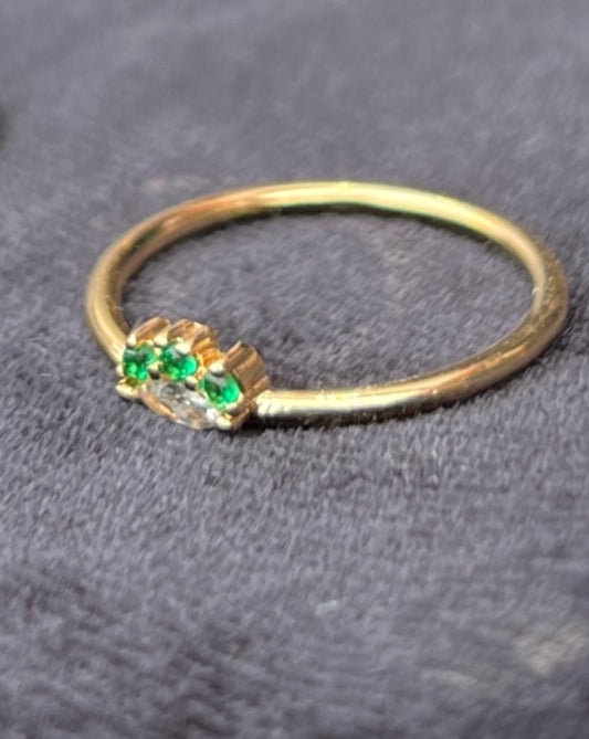 Gold Plated with Green Small Stones Ring
