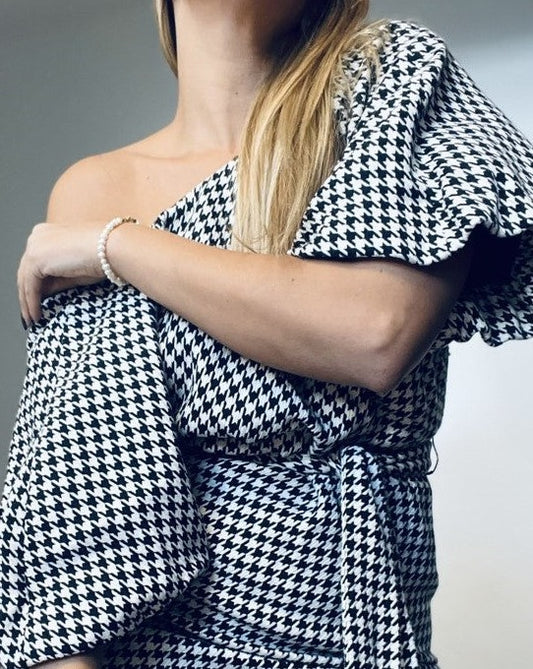 Ester's Black & White Plated Dress