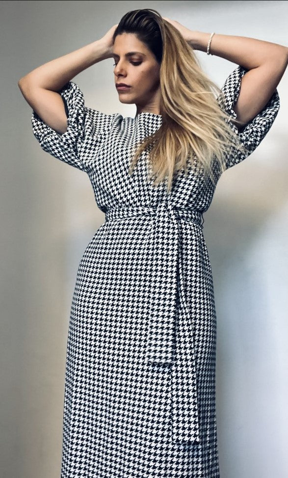 Ester's Black & White Plated Dress