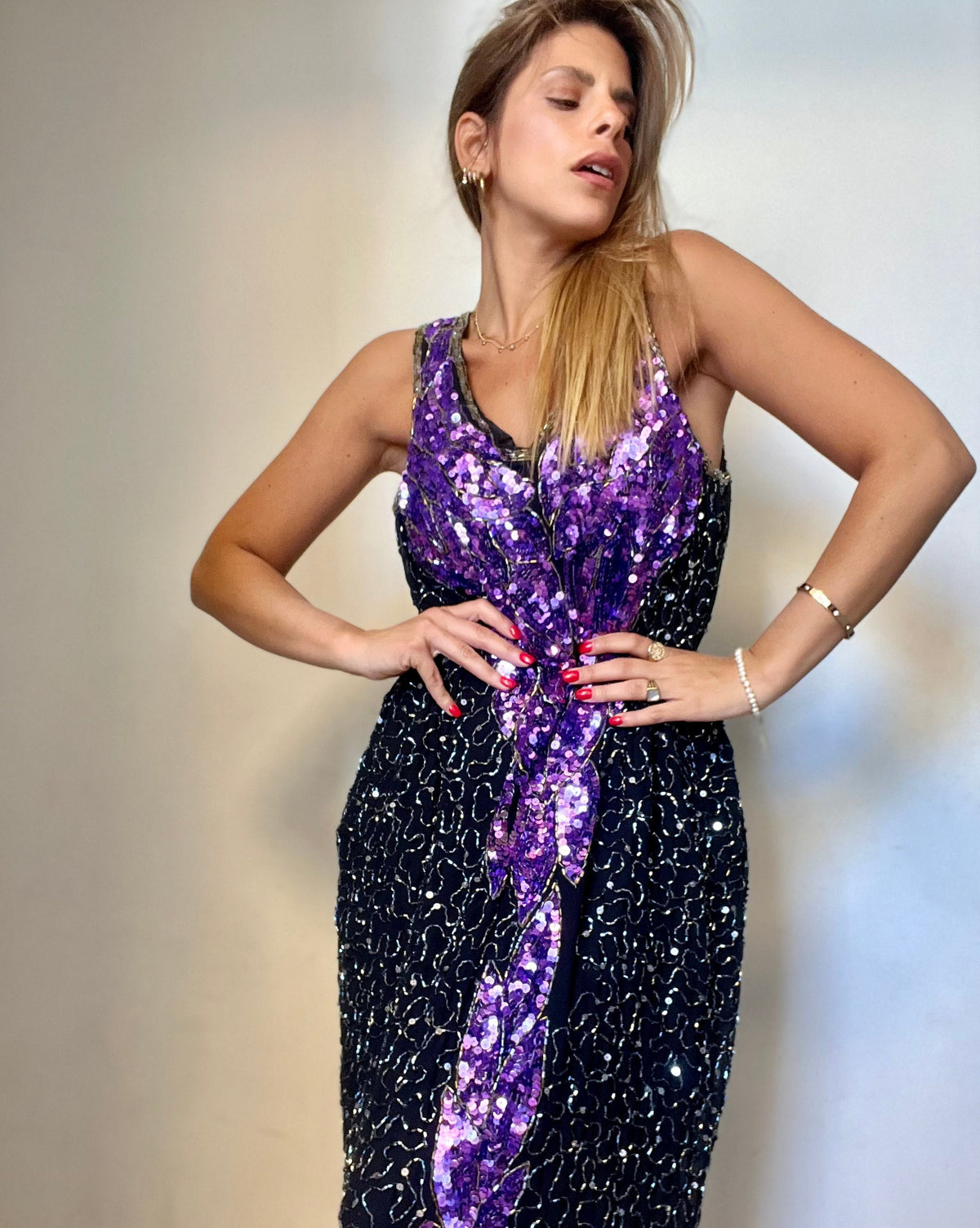 Black & Purple Beads Dress