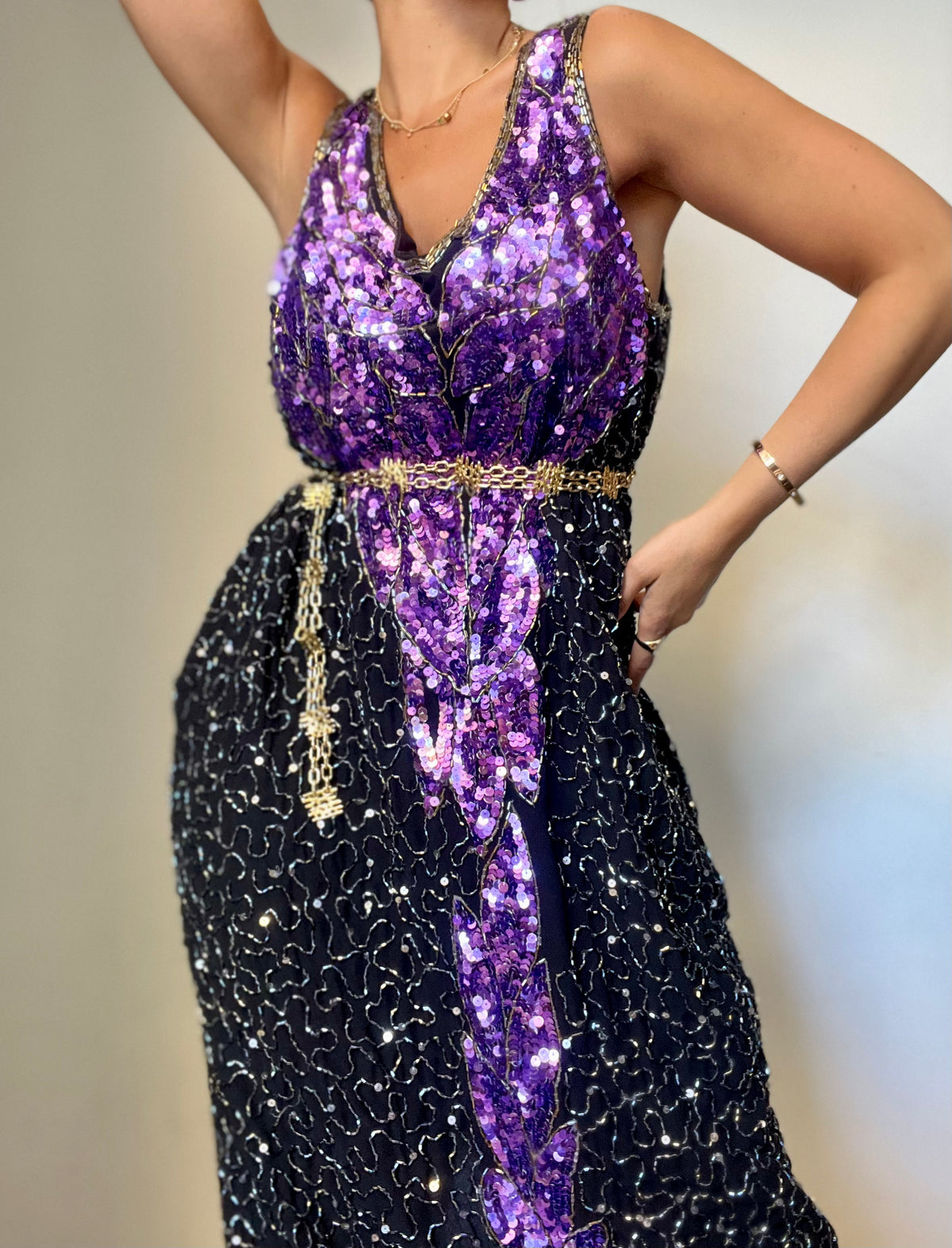 Black & Purple Beads Dress