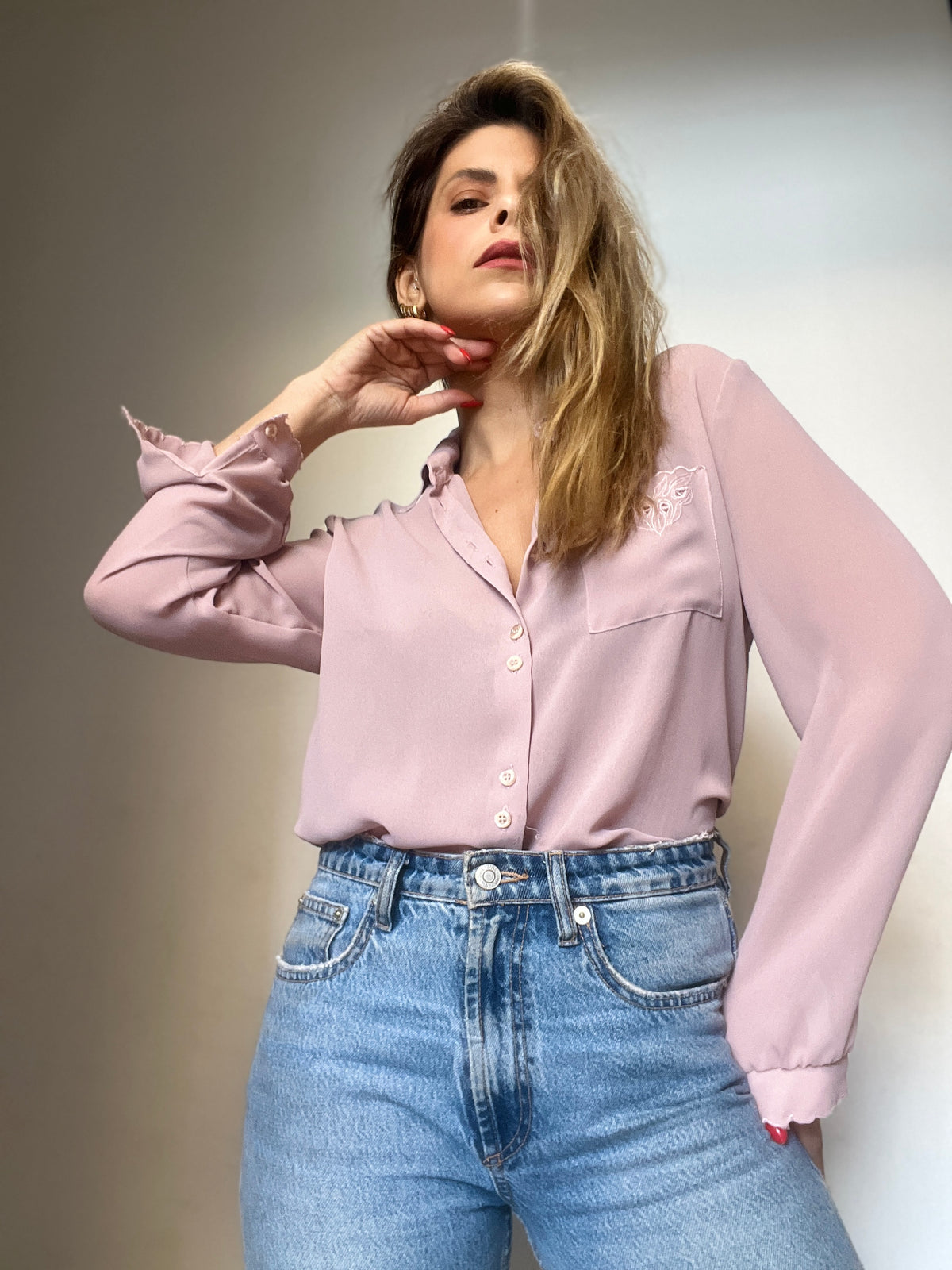 Light lilac purple vintage shirt