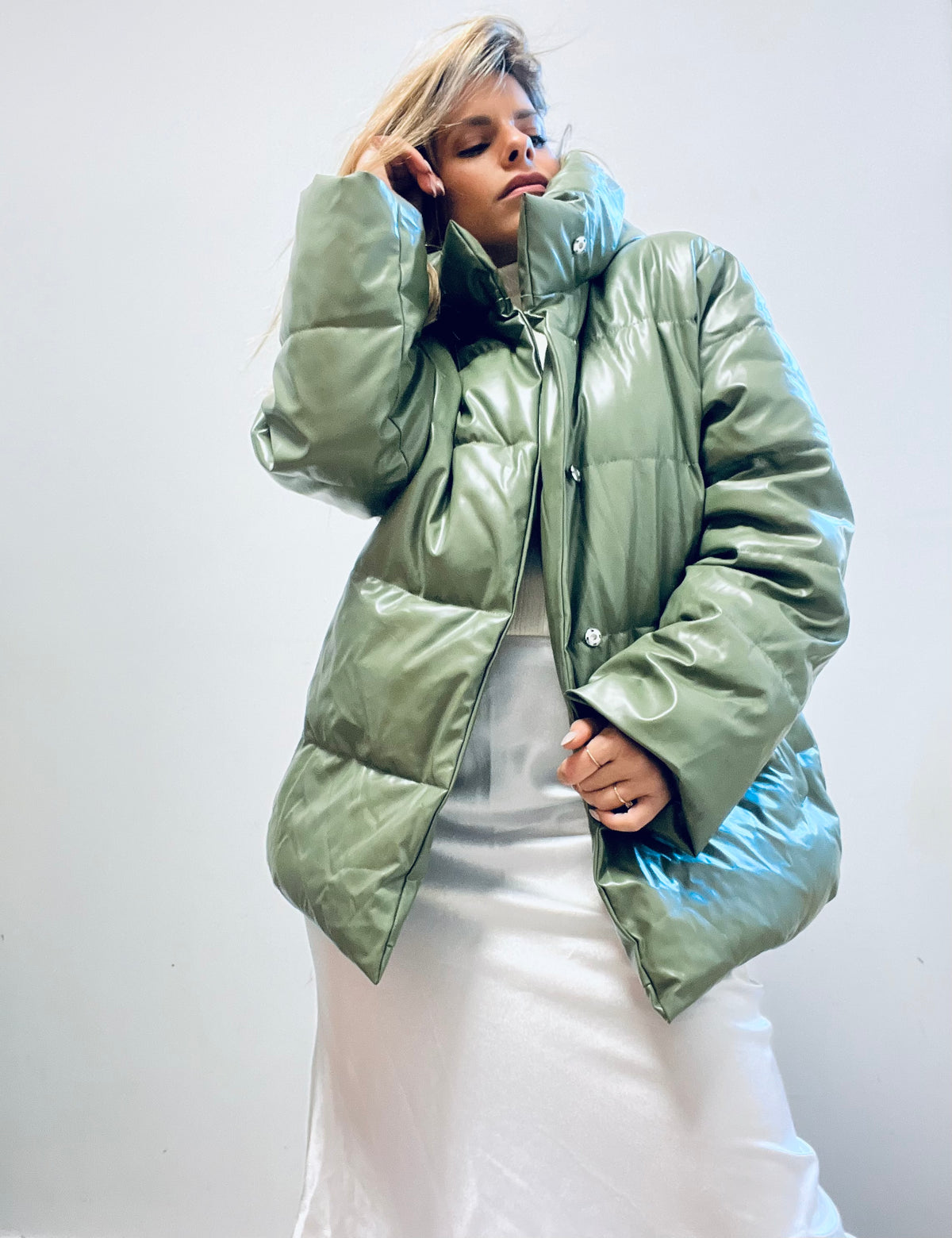 Pistachio green puffy coat