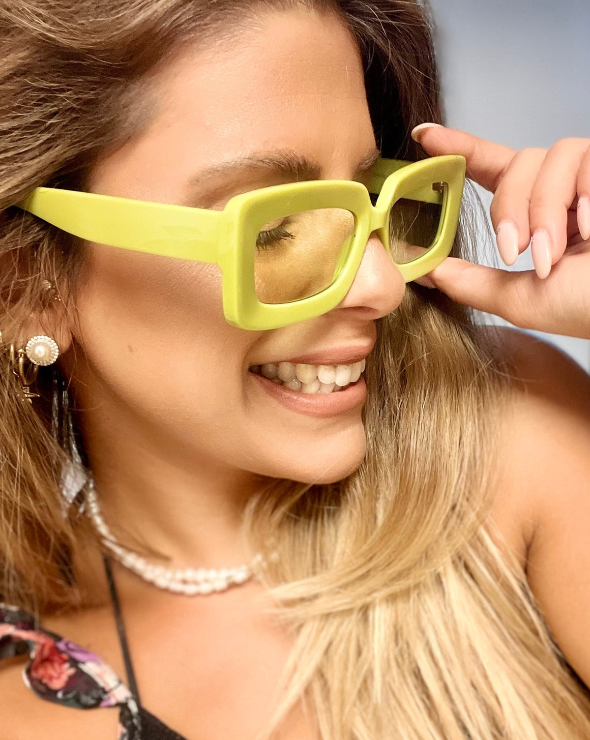 Green Square Shaped Sunglasses
