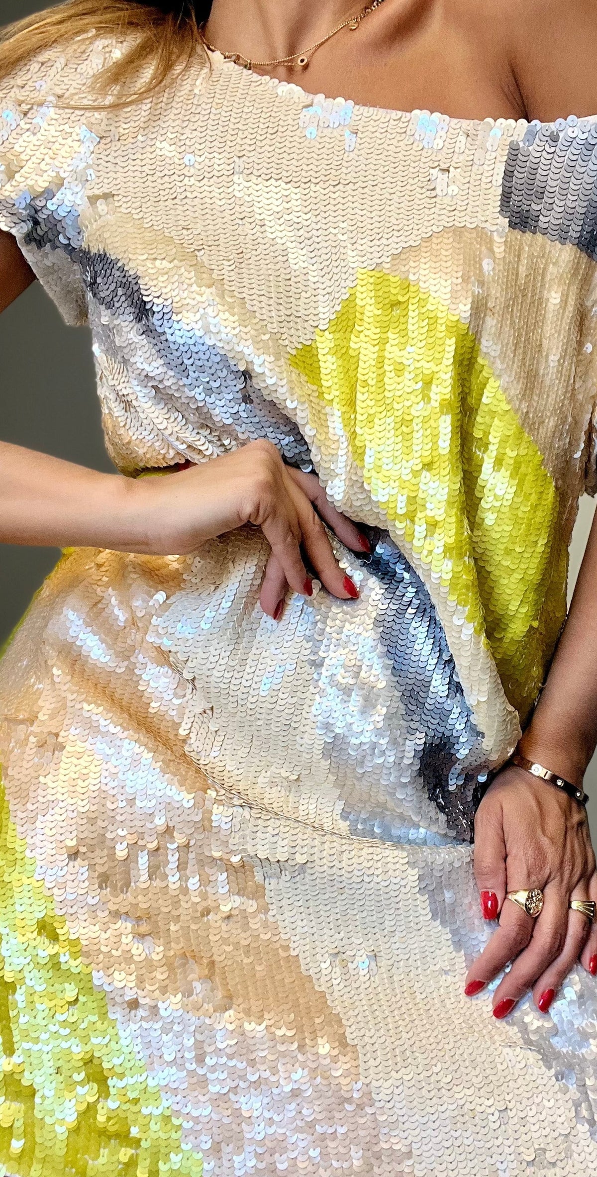 Bright Multicolor Sequins Short Dress