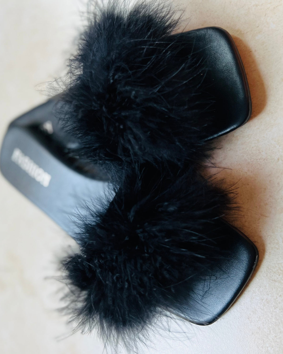 Black Fur Flat-Shoes