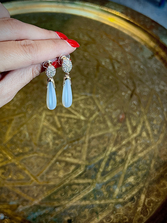 Long pearl earrings