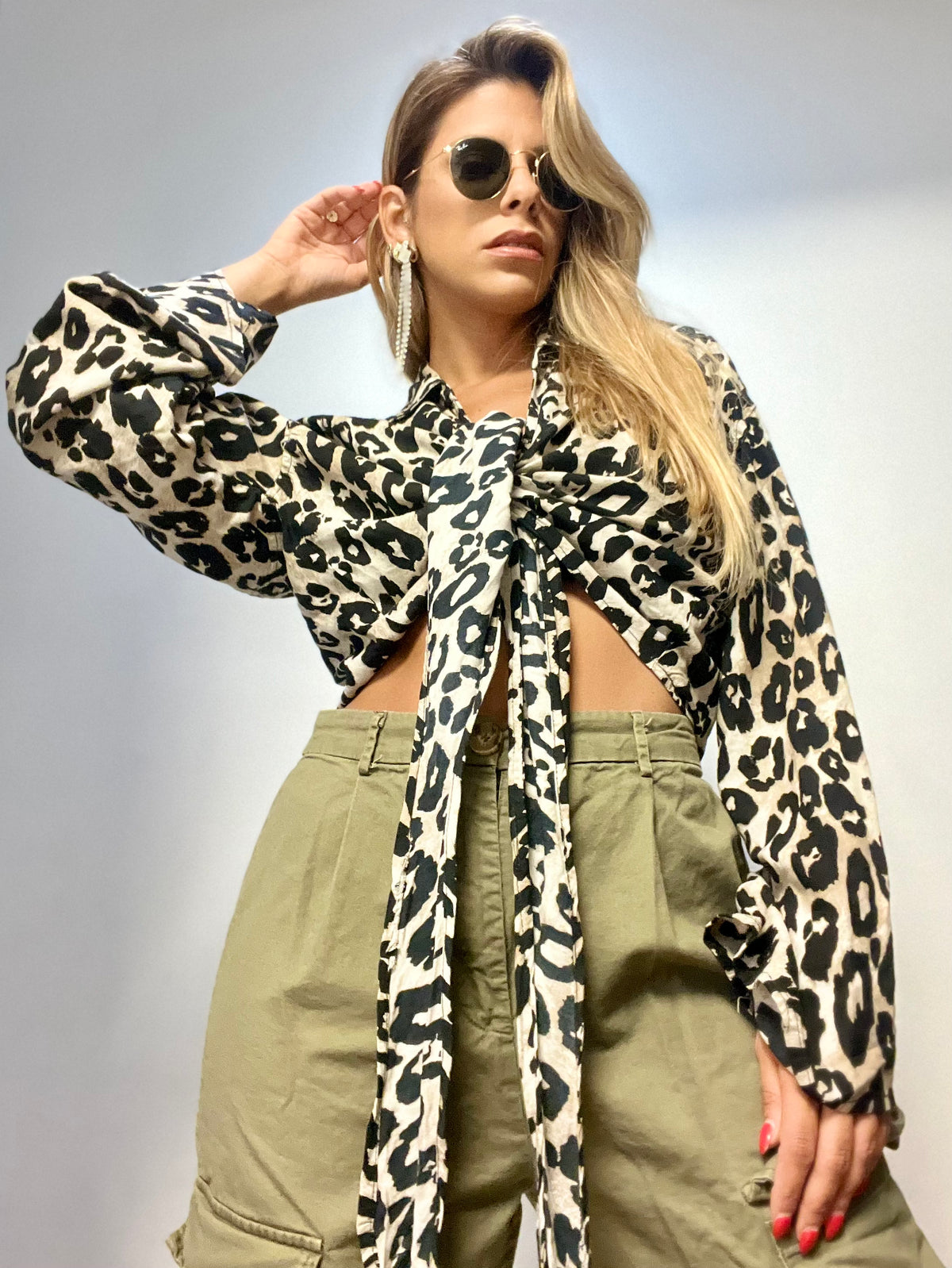 Leopard Print Tie Shirt