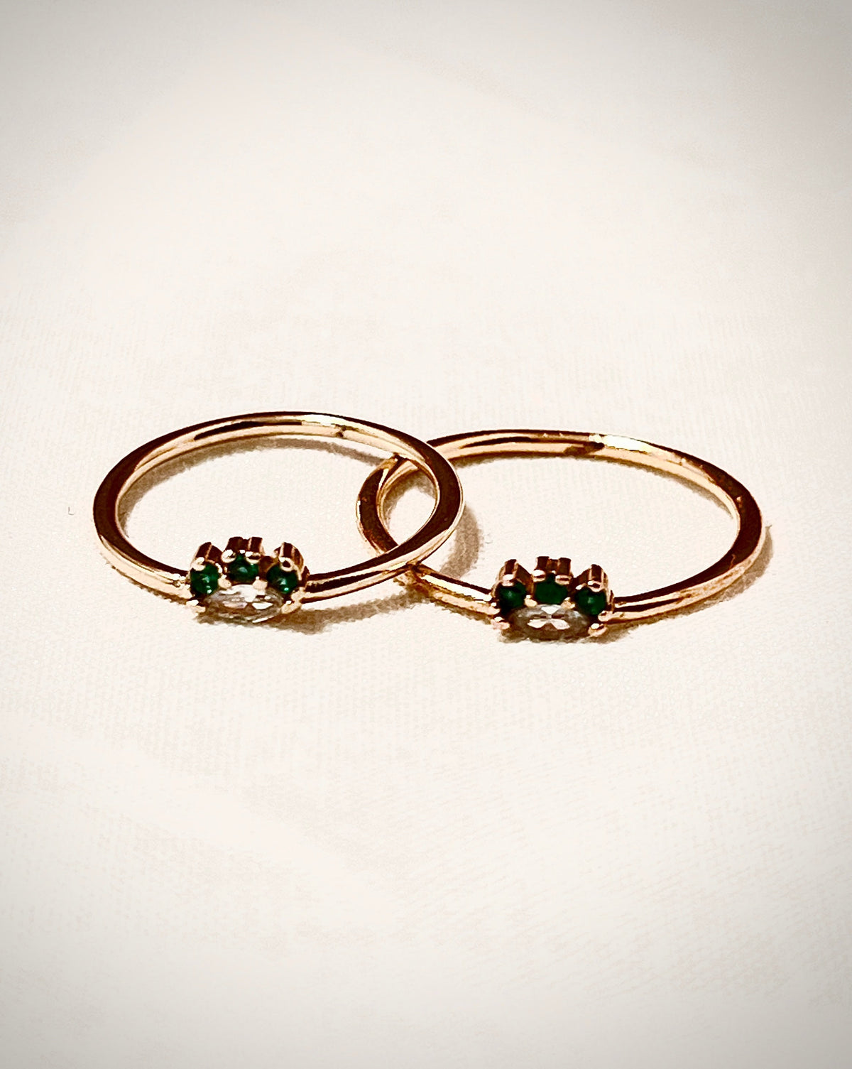 Gold Plated with Green Small Stones Ring