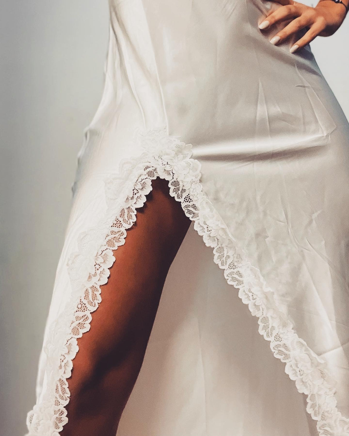 White satin lingerie dress