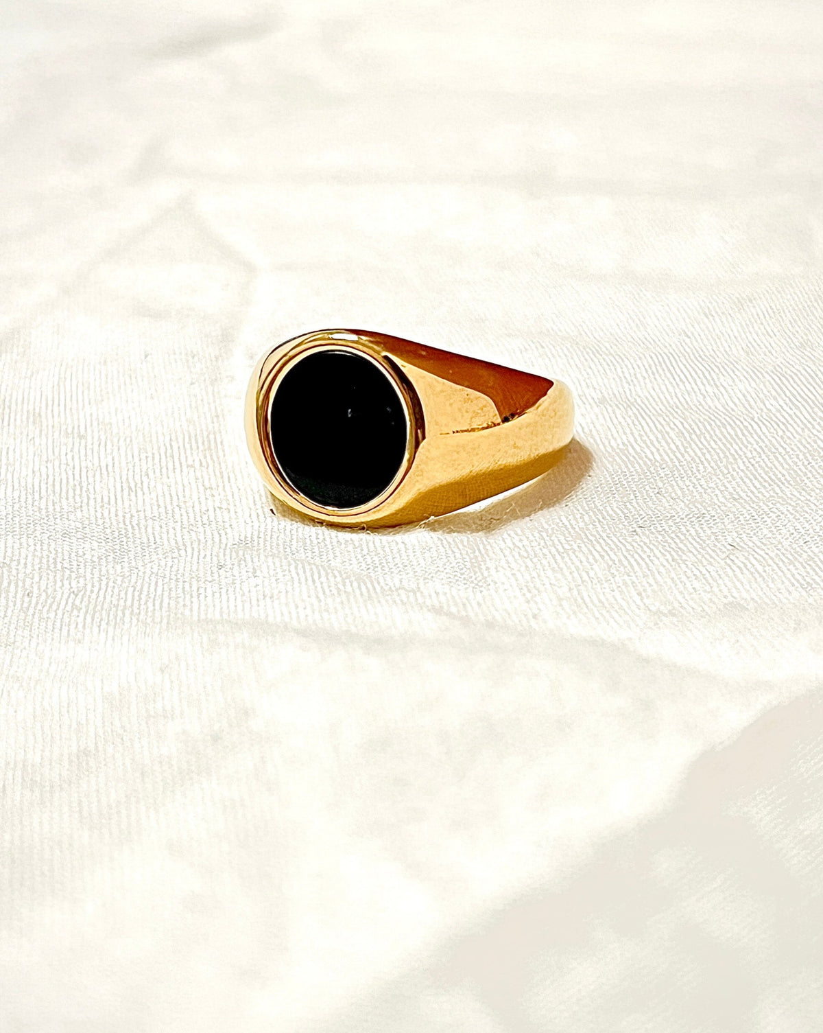 Gold Plated Black Stone Ring