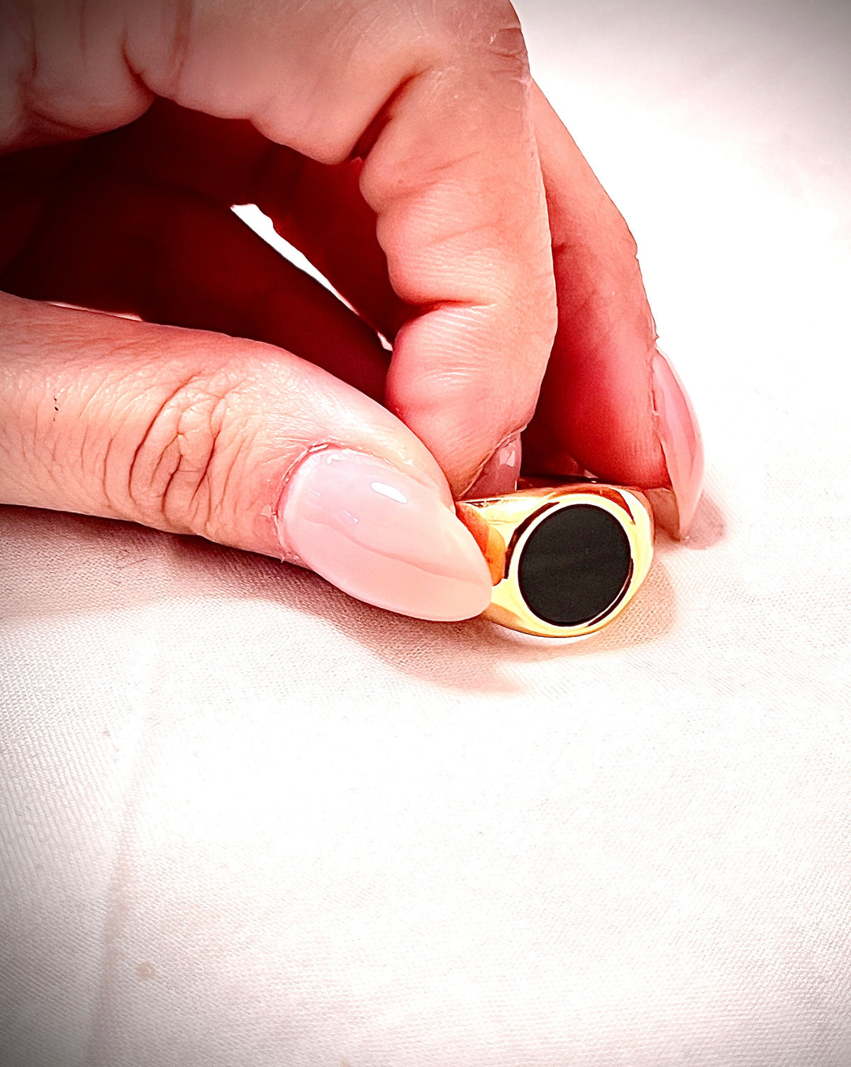 Gold Plated Black Stone Ring