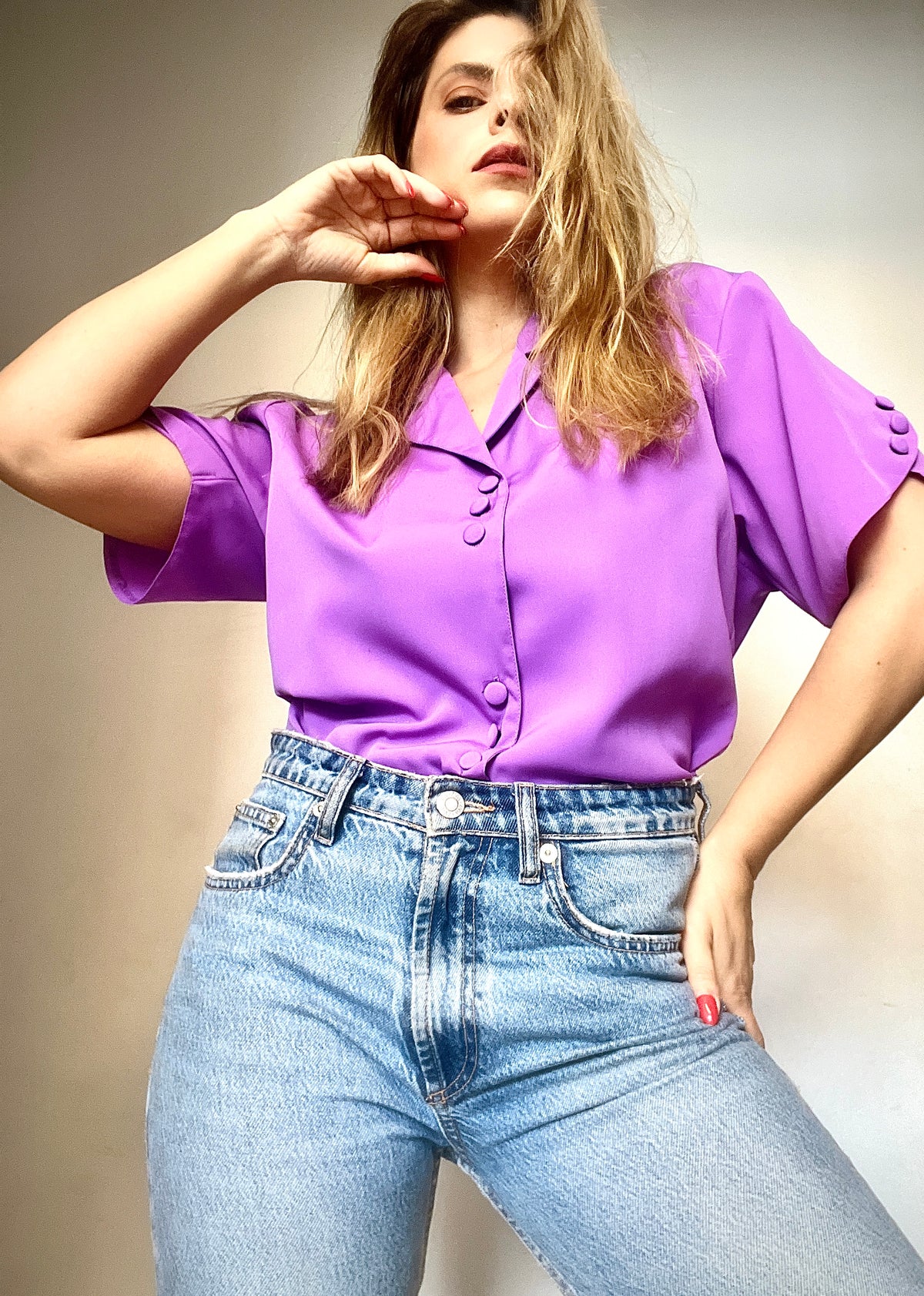 Vintage short purple shirt