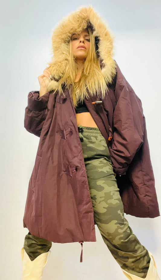 Burgundy puffy coat